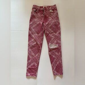 Vintage Revice Red Ripped Bandana Jeans